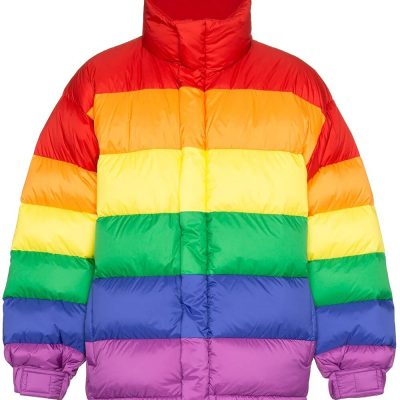 Mens Rainbow Color Puffer Jacket
