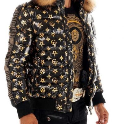 Paris Bomber Puffer Gold Black Jacket