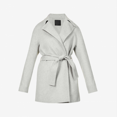 Relaxed Fit Self Tie Wool Cashmere Blend Coat