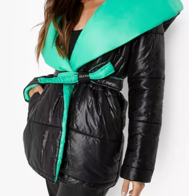 Reversible Wrap Puffer Long Coat