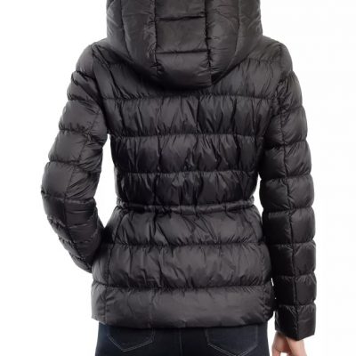 Womens Black Hooded Puffer Coat