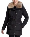 Women’s Faux-Fur-Collar Hooded Down Puffer Coat