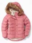Women’s Pink Puffer Fur Hoodie Jacket