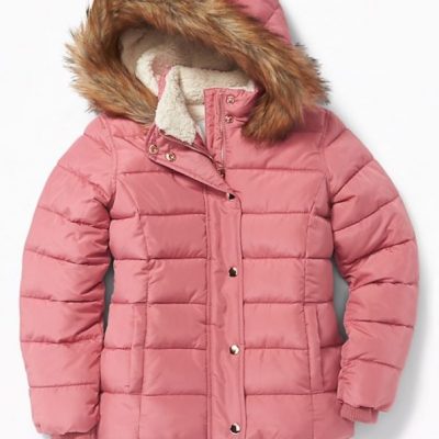Women’s Pink Puffer Fur Hoodie Jacket
