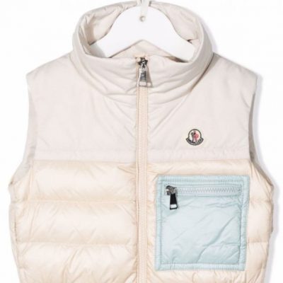 Kids Pale Pink Panelled Puffer Vest