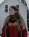 Longlegs 2024 Lauren Acala Red Puffer Jacket