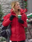 Rebecca Dalton Falling Like Snowflakes Red Puffer Jacket