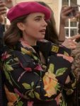 Lily Collins Emily in Paris Floral Hooded Jacket