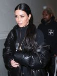 Kim Kardashian Puffer Leather Jacket