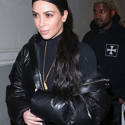 Kim Kardashian Puffer Leather Jacket
